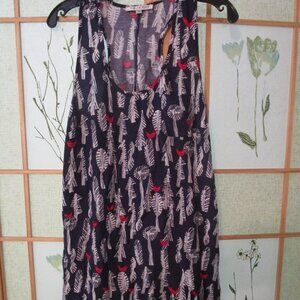 Jolie & Joy racerback style navy dress w/red birds, white trees